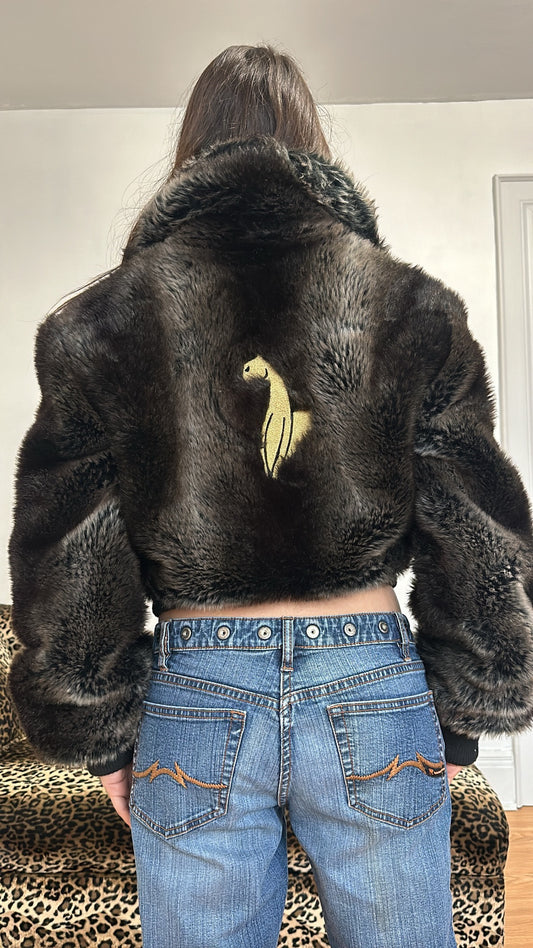 2000 Baby Phat Cropped Faux Fur Jacket